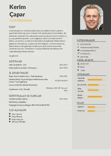 Tarih Öğretmeni Cv Örnekleri cv indir